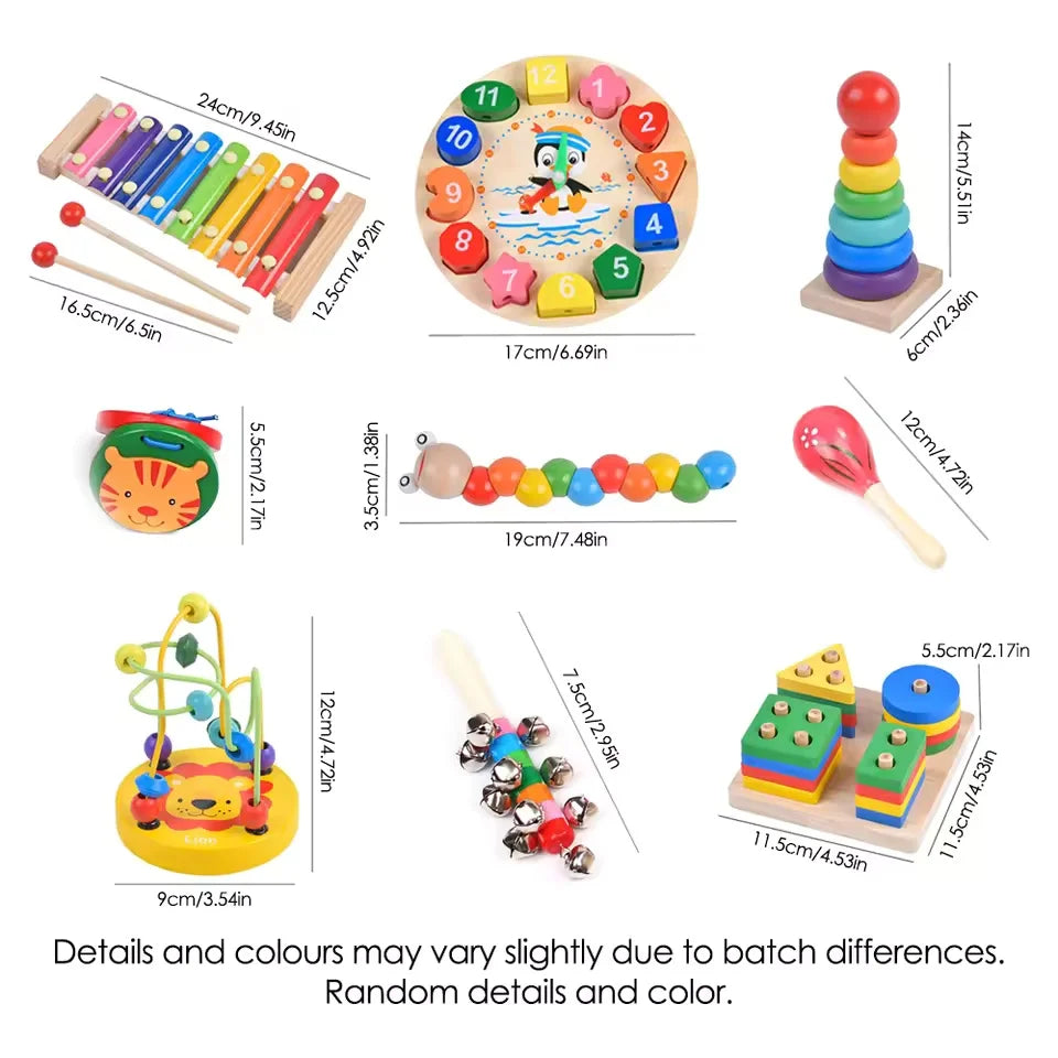 Funny Kids Montessori Wooden Toys Macaron Blocks Learning Toy Baby Music Rattles Graphic Colorful Wooden Blocks Educational Toys